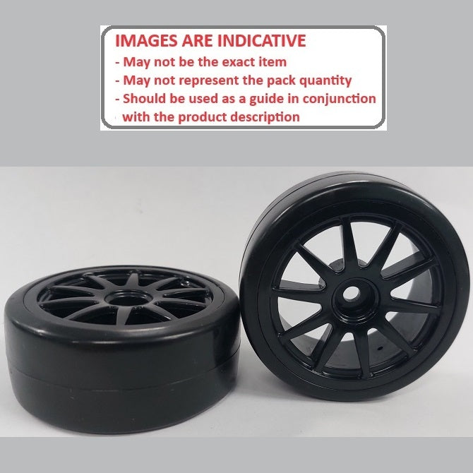 1039485 | WH-XD-063-26-BK-10-BK (4 Pcs) --- RC Car Wheels Hobby - Rim Colour Black 10 Spoke - Black Tenth Scale - Plastic Wheel