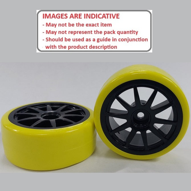 1039488 | WH-XD-063-26-BK-10-Y (2 Pcs) --- RC Car Wheels Hobby - Rim Colour Black 10 Spoke - Yellow Tenth Scale - Plastic Wheel