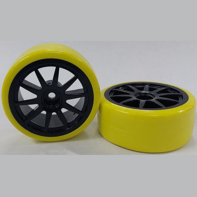 1039488 | WH-XD-063-26-BK-10-Y (2 Pcs) --- RC Car Wheels Hobby - Rim Colour Black 10 Spoke - Yellow Tenth Scale - Plastic Wheel
