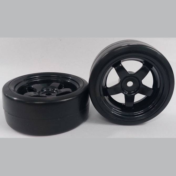 RC Car Wheels Hobby - Rim Colour Black 5 Spoke - Black - Plastic