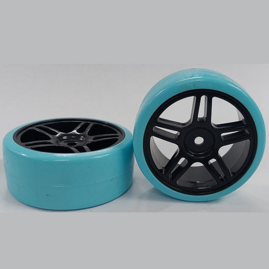 RC Car Wheels Hobby - Rim Colour Black 5 Split Spoke - Blue - Plastic