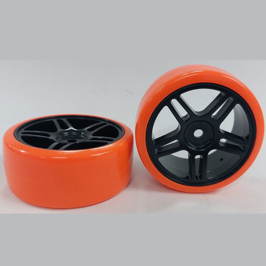 RC Car Wheels Hobby - Rim Colour Black 5 Split Spoke - Red - Plastic