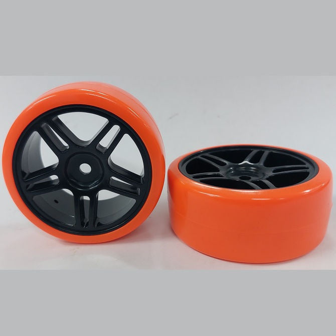 1039096 | WH-XD-063-26-BK-5T-R (3 Pcs) --- RC Car Wheels Hobby - Rim Colour Black 5 Split Spoke - Red Tenth Scale - Plastic Wheel
