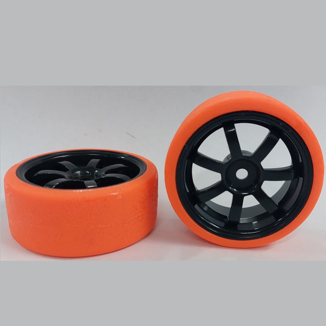 RC Car Wheels Hobby - Rim Colour Black 7 Spoke - Red - Plastic