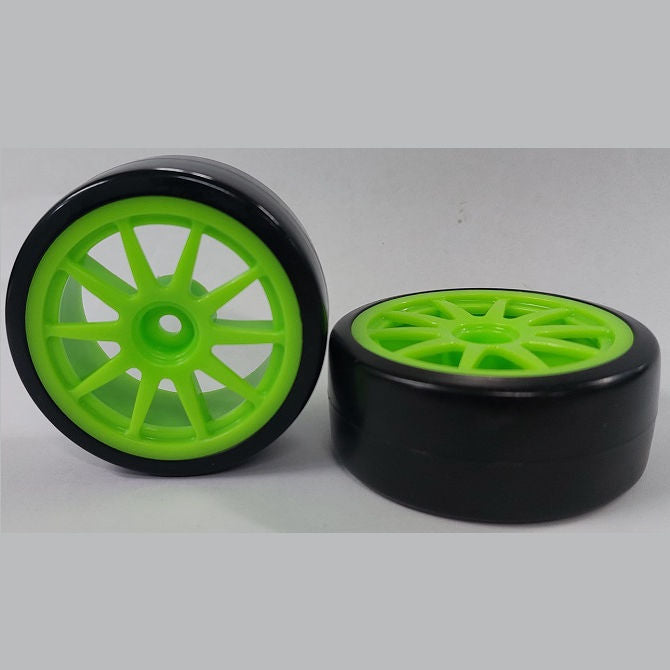 1083558 | WH-XD-063-26-G-10-BK (2 Pcs) --- RC Car Wheels Hobby - Rim Colour Green 10 Spoke - Black Tenth Scale - Plastic Wheel