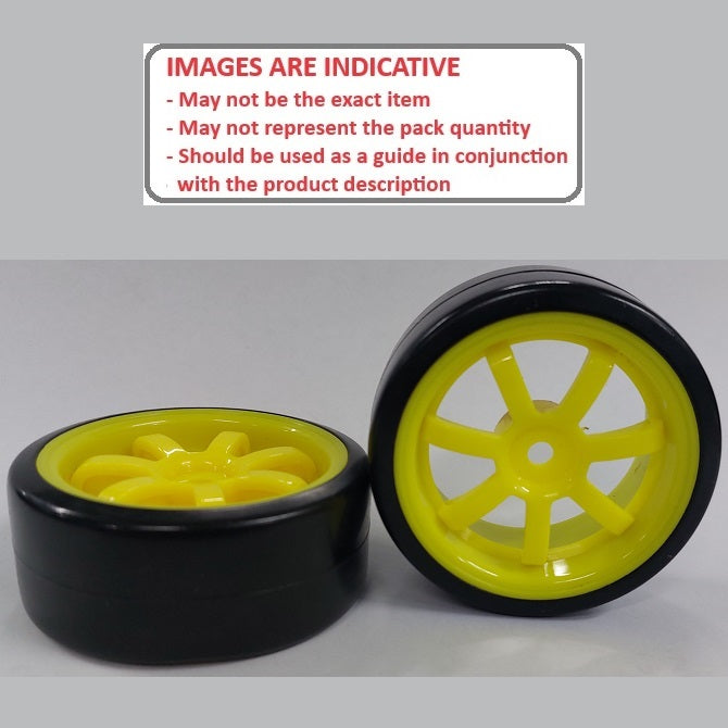 1138216 | WH-XD-063-26-Y-7-BK (2 Pcs) --- RC Car Wheels Hobby - Rim Colour Yellow 7 Spoke - Black Tenth Scale - Plastic Wheel