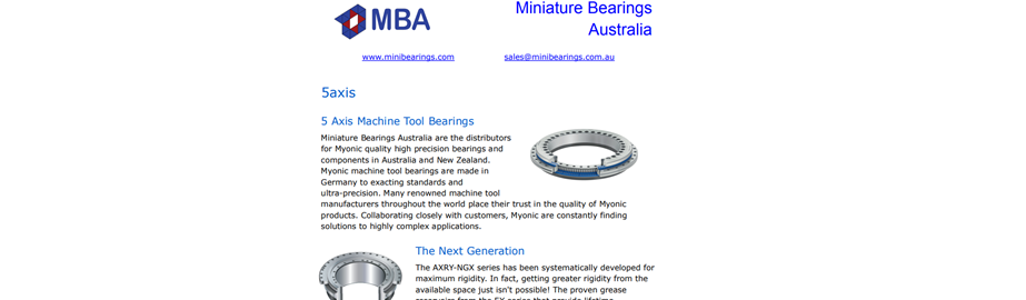 Myonic 5 Axis Machine Tool Bearings Information