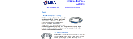 Myonic 5 Axis Machine Tool Bearings Information