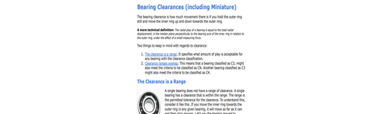 Bearing Clearance Information