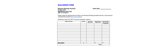 Mail Order Information