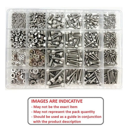 1063730 | AST-CAP-MS-880 --- Small Parts Assortment Kits - Selection Screws 880 - Metric Cap Screws, Washers and Nuts - Stainless Steel 304 Similar to A2, 18-8 HRB80