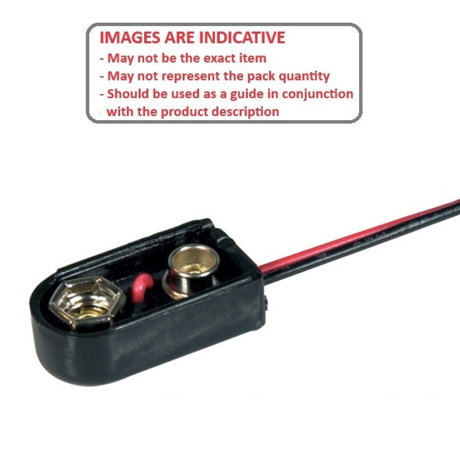1000094 | BAT-HOL-9V-SCQ (2 Pcs) --- Holders Battery Accessories - 9V Snap On 9V Battery - - - Plastic