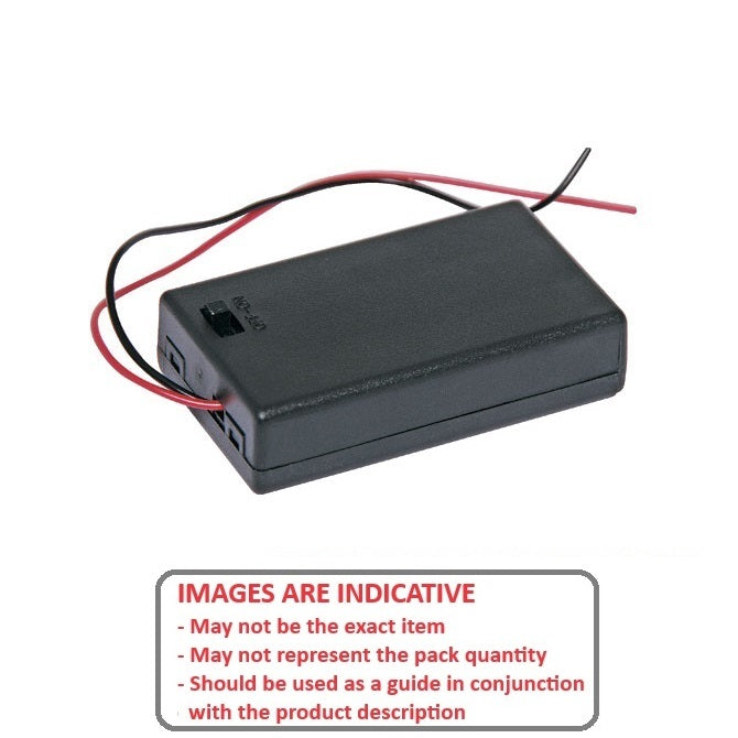 1000022 | BAT-HOL-AAA-02SSW (5 Pcs) --- Holders Battery Accessories - AAA Battery Holder 2 x AAA Side by Side - Enclosed with switch - 63 x 26 x 16 - Acetal