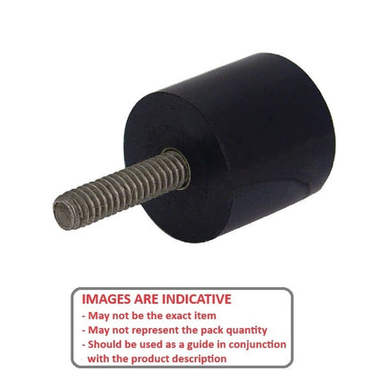 1133343 | AU-400RS --- Cylindrical Male Thread Bumpers - 25.4x25.4 mm - 1/4-20 UNC - 6.35mm - Standard - Polyurethane Bumper