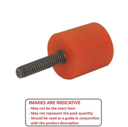 1161378 | AU-803RS (3 Pcs) --- Cylindrical Male Thread Bumpers - 50.8x31.75 mm - 3/8-16 UNC - 9.53mm - Standard - Polyurethane Bumper