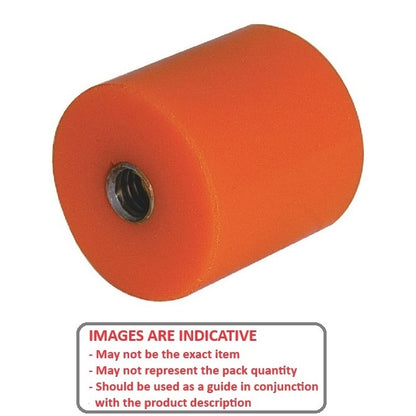 1161372 | AU-813RS (4 Pcs) --- Cylindrical Female Thread Bumpers - 50.8x31.75 mm - 3/8-16 UNC - 9.53mm - - Polyurethane Bumper