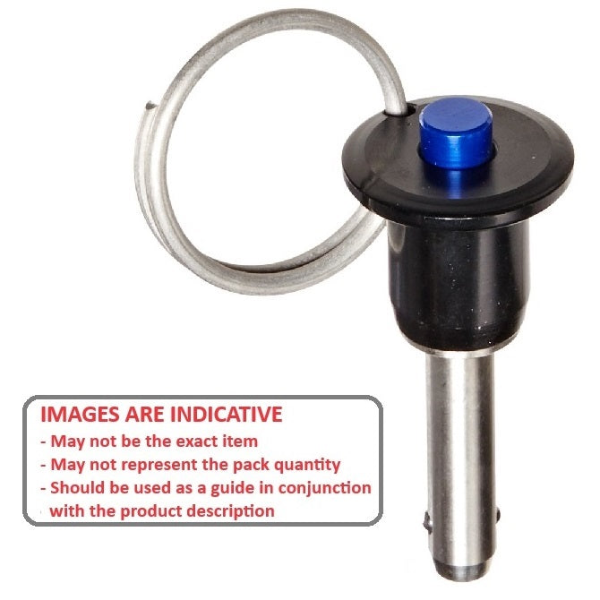 1094562 | BLP-095-0127-BT-S4 (Each) --- Ball Lock Pins - 9.53x12.7 mm - 304 Stainless Steel Shank / Aluminium Handle Button Handle Pin