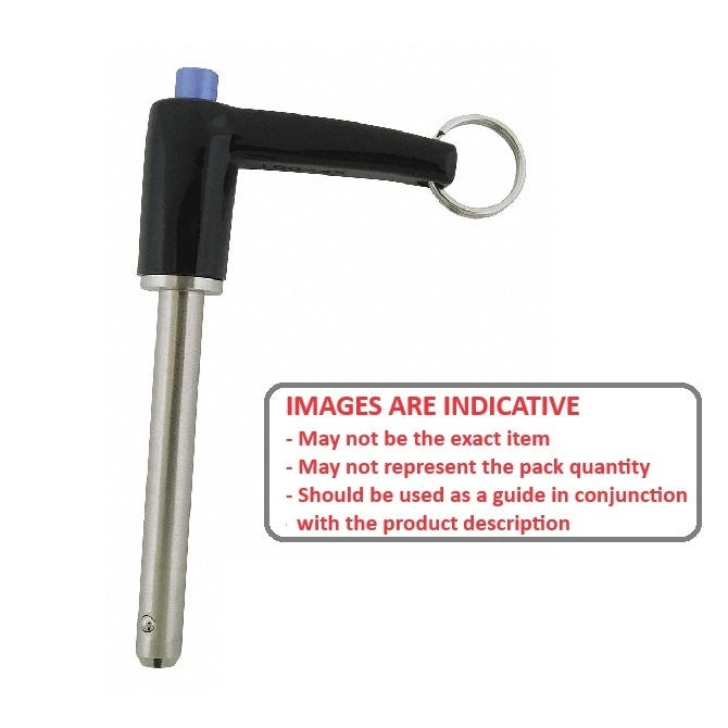 1078135 | BLP-079-0381-LI-S17 --- Ball Lock Pins - 7.94x38.1 mm - 17-4 PH Stainless L-Handle Industrial Stainless Steel Pin