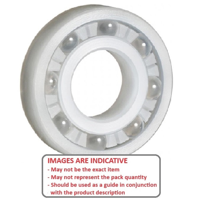 1086135 | P-R6-KGL --- Plastic Bearings - 9.525x22.225x5.556 mm - PVDF with Glass Balls Bearing
