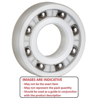 1101819 | P-R8-KS6 --- Plastic Bearings - 12.7x28.575x6.35 mm - PVDF with Stainless Steel 316 Balls Bearing