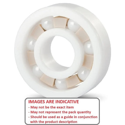1098640 | CZR-6201-TF-DRY (Each) --- Single Row Ball Bearings - 12x32x10 mm Unflanged - Ceramic Zirconia - PTFE Cage - Open Bearing