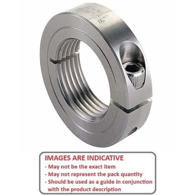 1121613 | COT-01905C-038-13-S3 (Each) --- Threaded Collars - 3/4-10 UNC - 19.05mm - 38.1x12.7 mm Clamp Type - Stainless Steel Collar