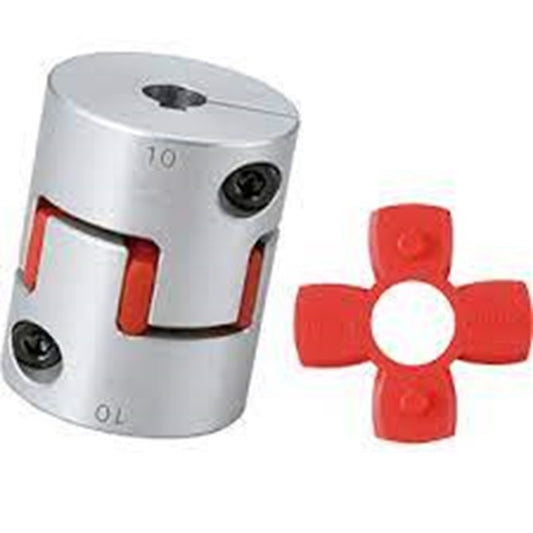 Spider Type C Complete Couplings - 6x8x20 mm - Aluminium with 98 Duro Red Spider