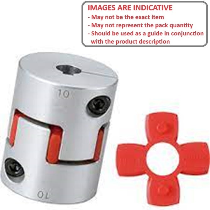 1065558 | CP-060-080-20-030-J-PU98C --- Spider Type C Complete Couplings - 6x8x20 mm - Aluminium with 98 Duro Red Spider