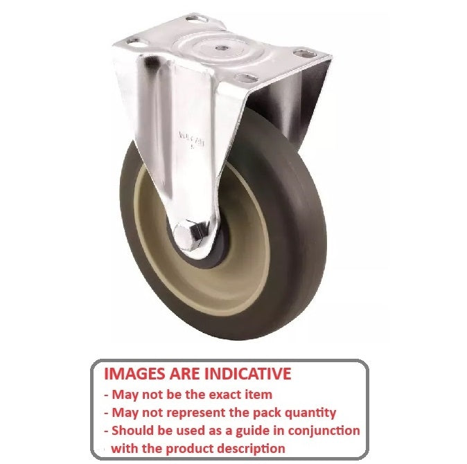 1159936 | RWC-R2711 (2 Pcs) --- Plate Castors - Wheel diameter 50 Rigid 30 mm - Inst Rubber Castor