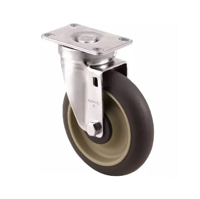 Plate Castors - Wheel diameter 50 Swivel with Brake 30 mm - Inst Rubber