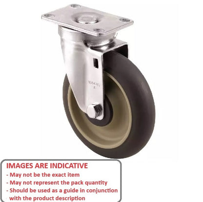 1159938 | RWC-S2710B (2 Pcs) --- Plate Castors - Wheel diameter 50 Swivel with Brake 30 mm - Inst Rubber Castor
