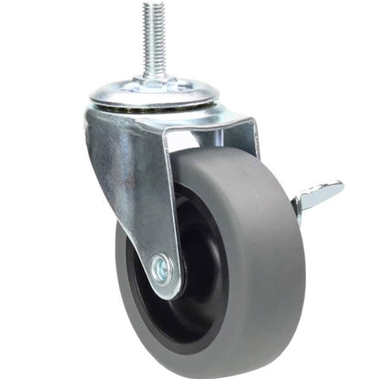 Bolt Castors - Wheel Diameter 50 Swivel with Brake 30 mm - Grey Rubber - Non Marking
