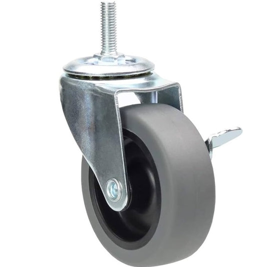 Bolt Castors - Wheel Diameter 50 Swivel with Brake 30 mm - Grey Rubber - Non Marking