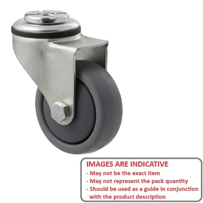 1174842 | RWC-S3714 (5 Pcs) --- Bolt Castors - Wheel Diameter 75 Swivel 50 mm - Grey Rubber - Non Marking Castor