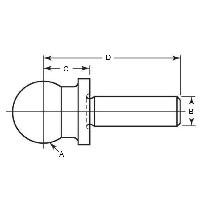 1100880 | BLTO-01270-CS-1SP-A (Each) --- Tooling Balls - 12.7x6.35x23.876 mm One Piece - Carbon Steel Ball