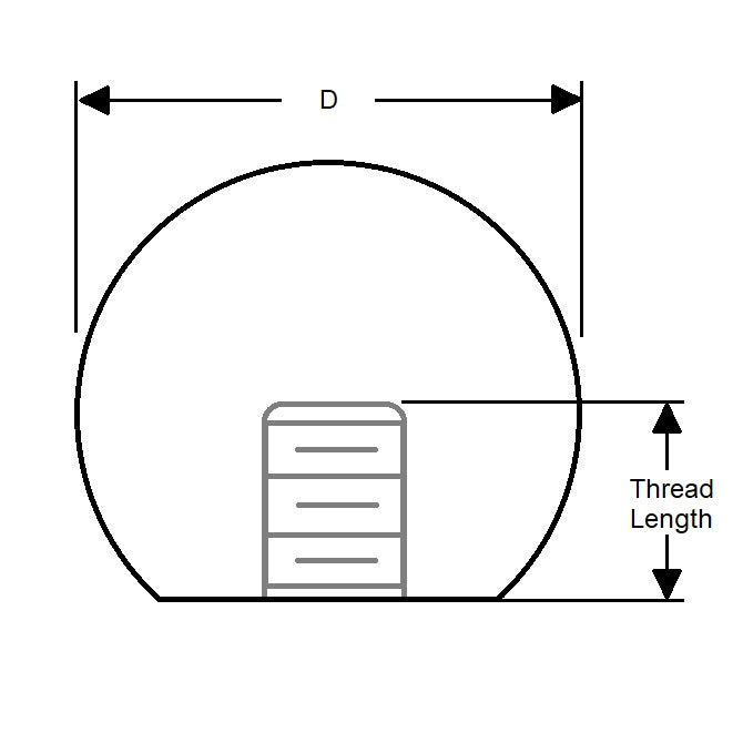 1067515 | KF060M-025-T303 --- Ball Knobs - M6 - 6x1mm - 25x11 mm Female Threaded - Stainless Steel Knob