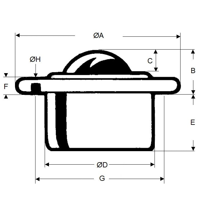 1191126 | BTU0120-010-F-SS-HD --- Flange Mount Ball Transfer Units - 120 kg - 9.8x36 mm Heavy Duty - Stainless Steel AISI 420C and 303 Grades