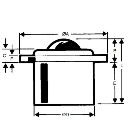 1219377 | BTU1000-025-F-PC-HD --- Flange Mount Ball Transfer Units - 1000 kg - 25.4x60.45 mm Heavy Duty - Carbon Steel