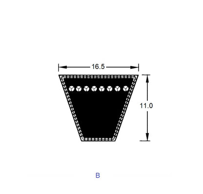1219848 | BV16-01270-B50 --- Vee Belts - 1270.0 - 50.0 in. - mm - - - 16.5 x 11.0mm B - Natural Rubber - Fabric Jacket Belt