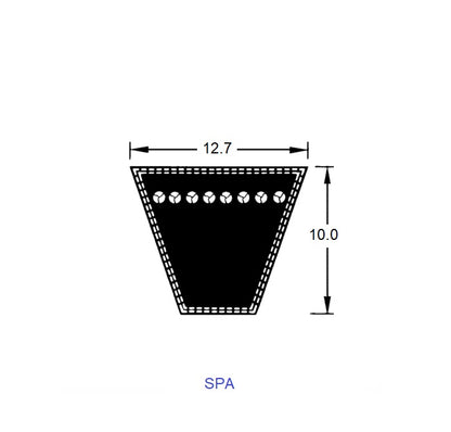 1221029 | BV12-02580-SPA2580 --- Wedge Belts - 2580.0 - 101.6 in. - mm - - - 12.7 x 10.0mm - Natural Rubber - Fabric Jacket Belt