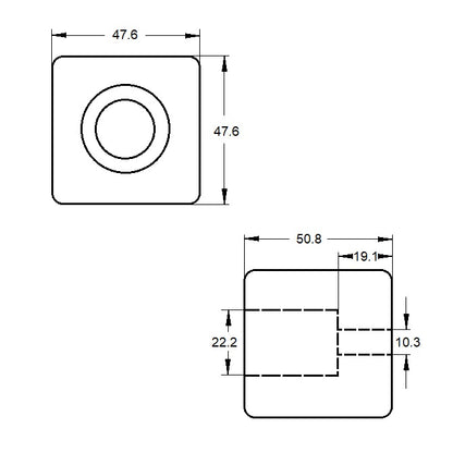 1157637 | FRB-90RS --- Square and Rectangular Bumpers - 47.625x50.8x47.625 mm Standard - Neoprene Rubber 80A Bumper