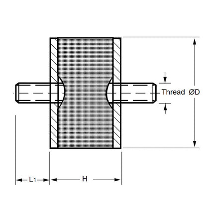 1090320 | CMM010-13-040M-R60 --- Bobbin Mounts - 10x13 mm - M4x0.7 - Natural Rubber