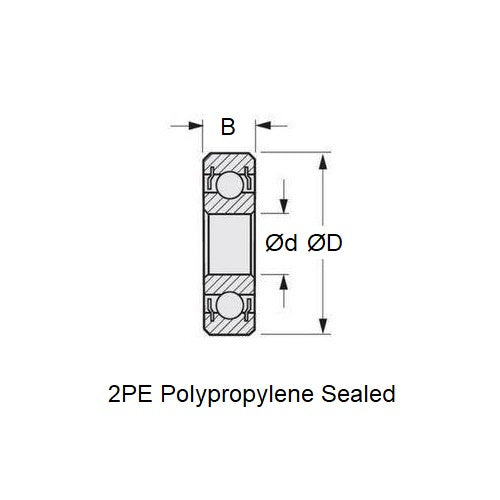 1098286 | S316-6201-2PE --- Single Row Ball Bearings - 12x32x10 mm - Stainless Steel 316 Similar to A4, 18-10