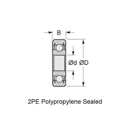 1098286 | S316-6201-2PE --- Single Row Ball Bearings - 12x32x10 mm - Stainless Steel 316 Similar to A4, 18-10