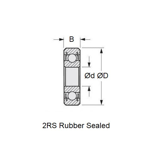 1104572 | S6801B-2RS-ECO (Each) --- Single Row Ball Bearings - 12x21x7 mm Flanged - Stainless Steel AISI 440C Bearing