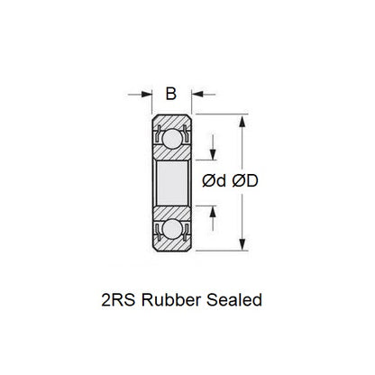 1104572 | S6801B-2RS-ECO (Each) --- Single Row Ball Bearings - 12x21x7 mm Flanged - Stainless Steel AISI 440C Bearing