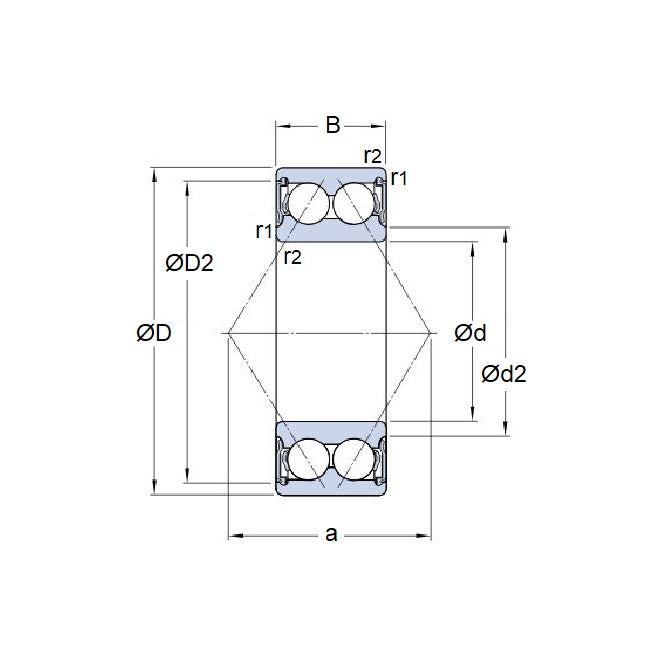 1133888 | 3805-2RS-ECO (Each) --- Angular Contact Bearings - 25x37x10 mm Double Row Ball - Chrome Steel SAE 52100 Bearing