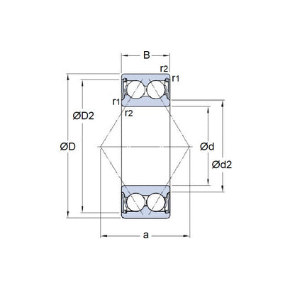 1133888 | 3805-2RS-ECO (Each) --- Angular Contact Bearings - 25x37x10 mm Double Row Ball - Chrome Steel SAE 52100 Bearing