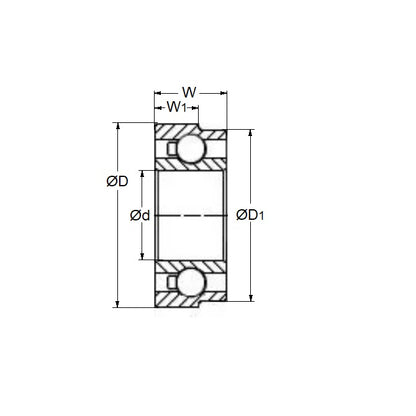 1047576 | SR144-D106-ZS --- Dental Applications Bearings - 3.175x6.35x2.381 mm - Stainless Steel AISI 440C - High Speed Phenolic Cage - Dental Special