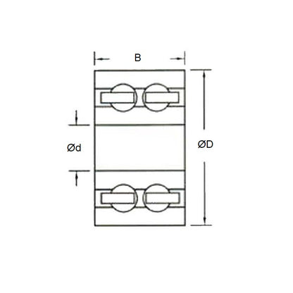 1134280 | P-DR-R16G-AS6 --- Plastic Bearings - 25.4x50.8x19.05 mm - Acetal with Stainless 316 Balls Bearing